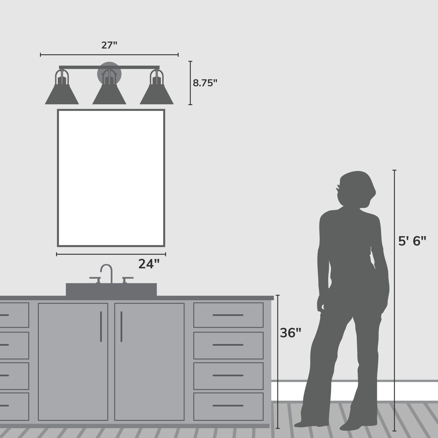 Carrington Isle 3 Light Medium 27 Inch Vanity - Image 5