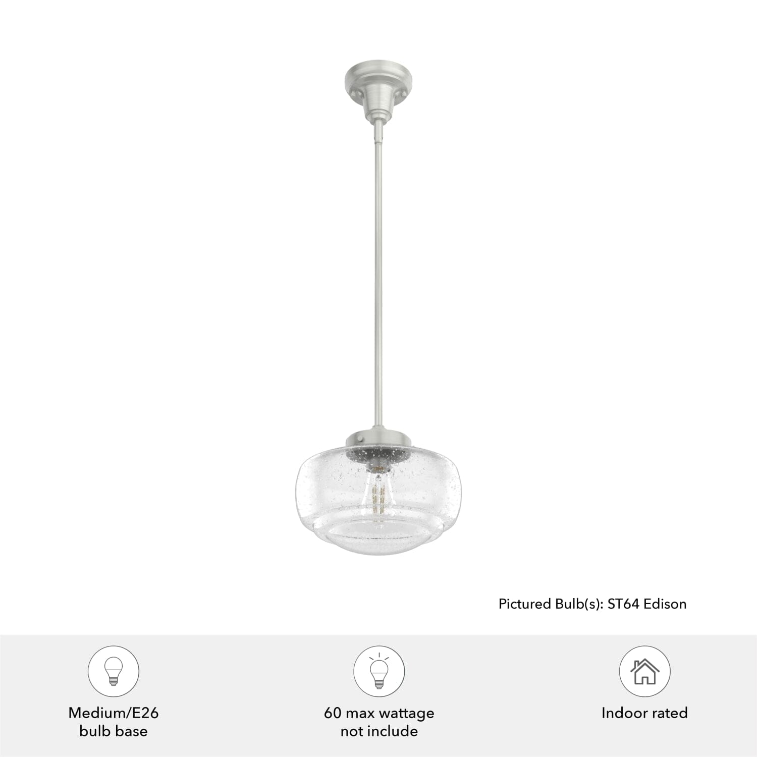 Saddle Creek Clear Seeded Glass 1 Light 10 Inch Pendant - Image 5