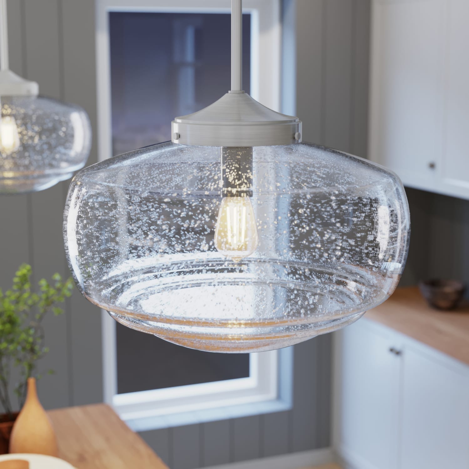 Saddle Creek Clear Seeded Glass 1 Light 16 Inch Pendant - Image 2