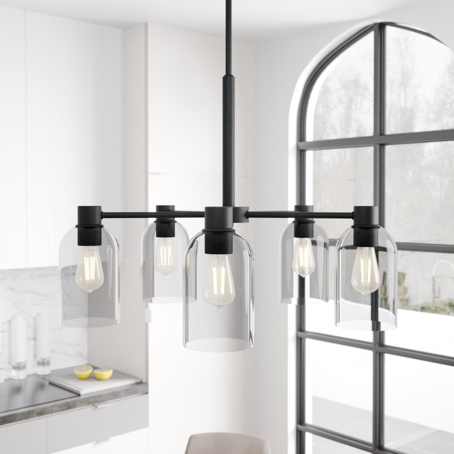 Lochemeade Smoked Glass 5 Light Chandelier