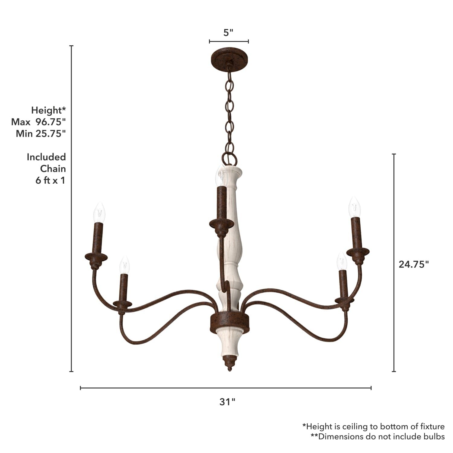 Teren 6 Light Chandelier - Image 4