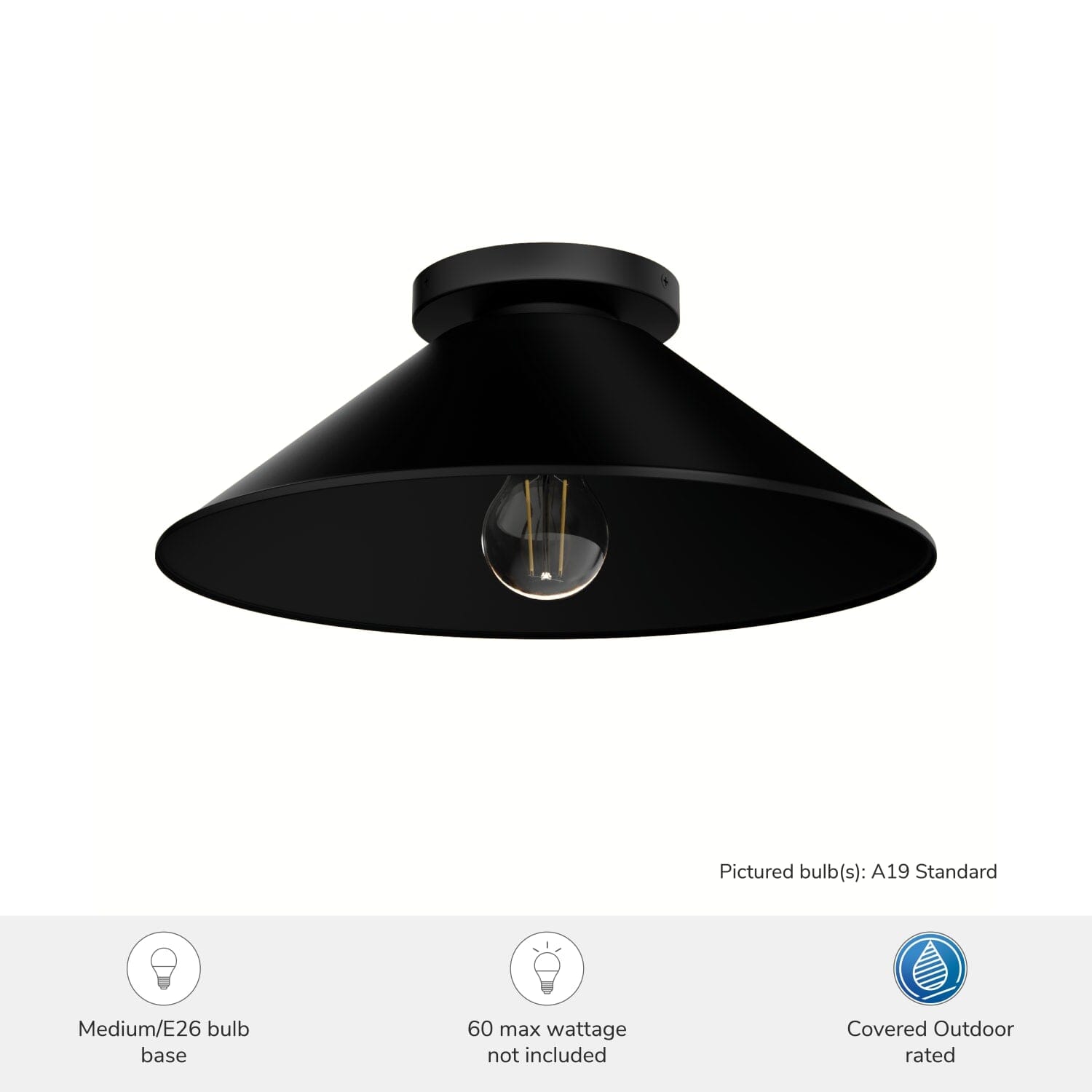 Skyflow Outdoor 1 Light 14 Inch Medium Flush Mount - Image 5