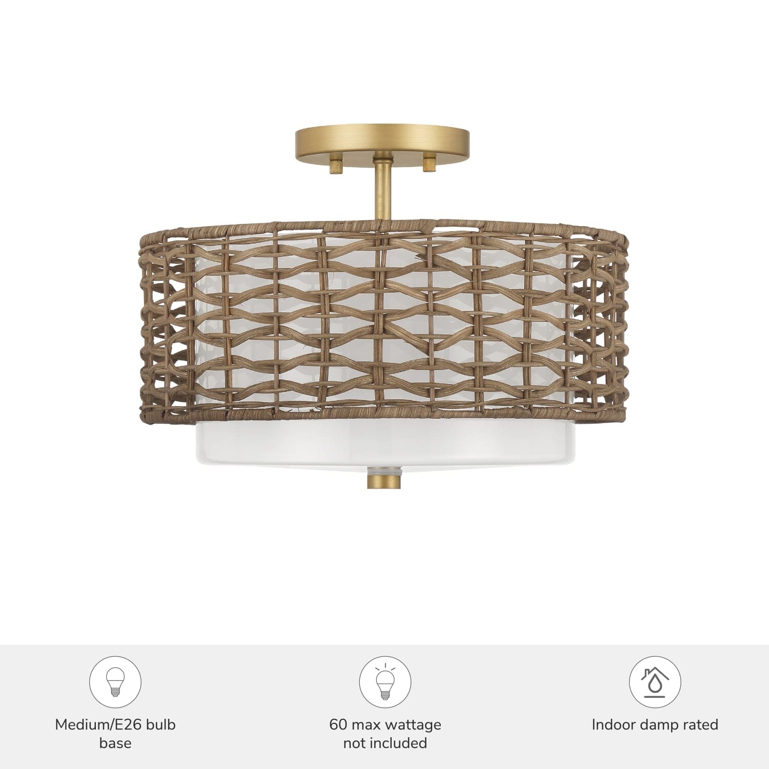 Laila 2 Light Large 14 Inch Semi Flush - Image 3